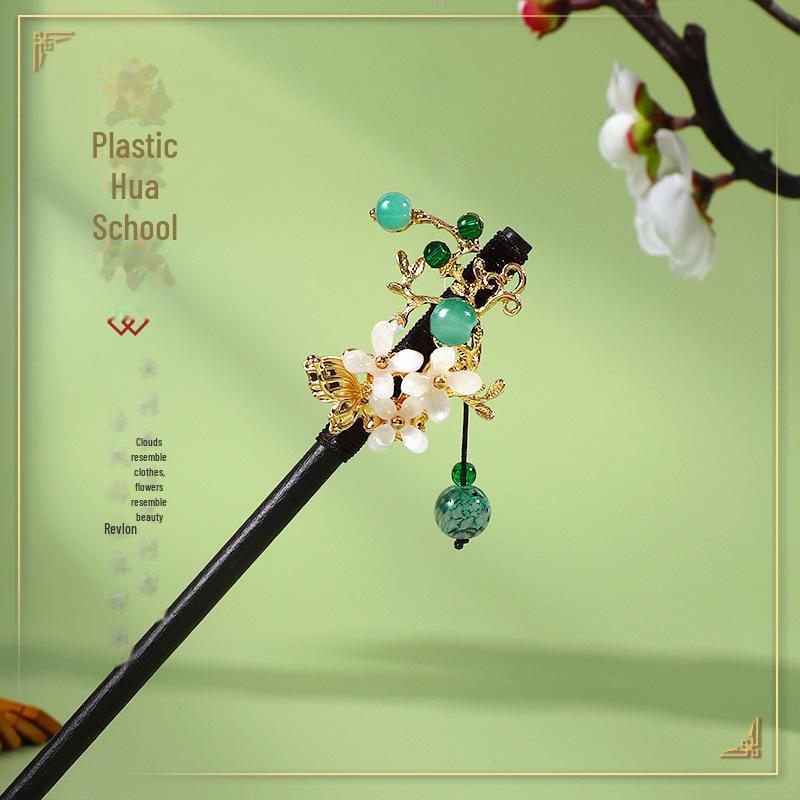Ancient Style Ebony Imitation Wooden Tassel Hairpin - Hanfu Accessory for Women