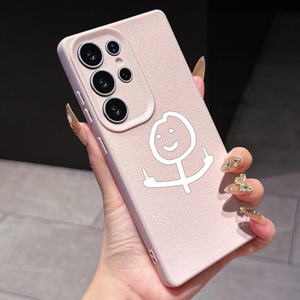 Samsung A07 A16 Xiaomi Redmi 13C 14C for iPhone 17 16 Pro Max Infinix Realme Phone Cases Soft brown Leather pattern TPU Case NY50 Cartoon Matchman art