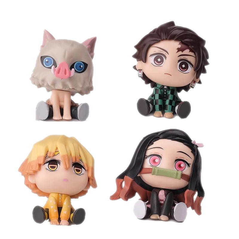 Demon Slayer Chibi-style Sitting Tanjiro And Zenitsu Agatsuma Toy Figurine/car Toy