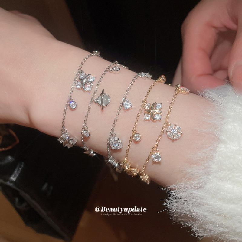 Korean Ins Zircon Saturn Flower Bracelet Light Luxury High Sense Daily Versatile Bracelet Design Sense Niche Jewelry