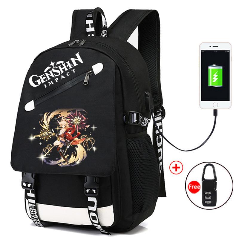 Backpack Anime, Genshin Surrounding Large Capacity Student School Bag Outdoor Travel Bag