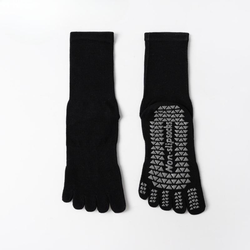 

Cotton Yoga Socks with Anti-slip Properties for Pilates Five-finger Socks, Pure Cotton Sweat-absorbing Long-tube Yoga Sports Socks 1 pair