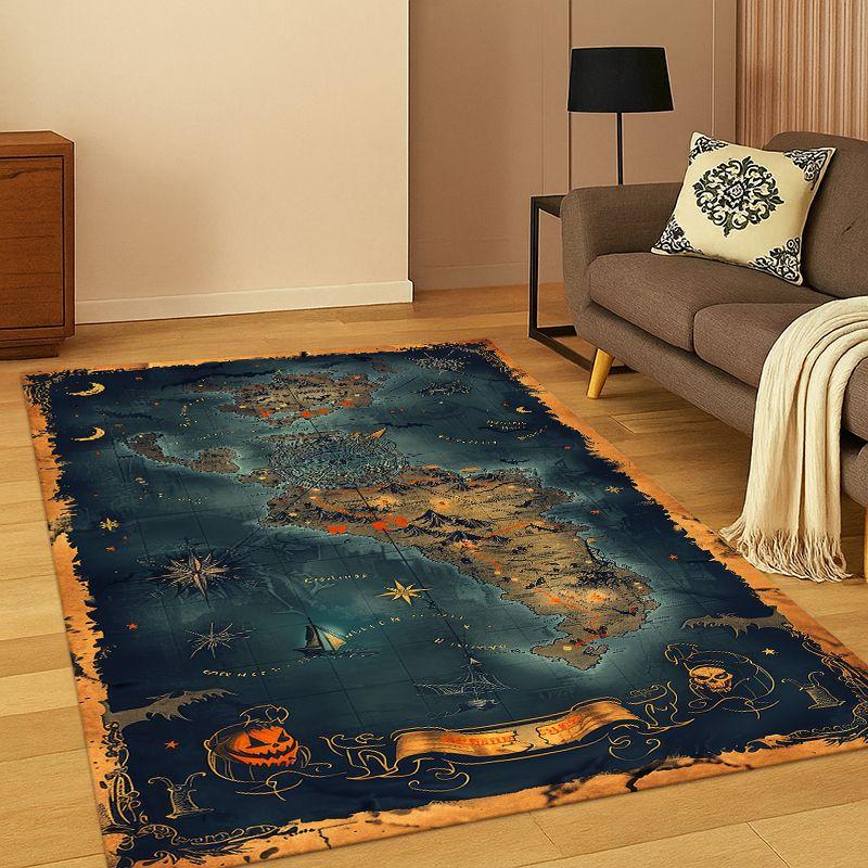 Ancient Nautical Chart Map Compass Cartoon Carpet Rug for Bedroom Living Room Sofa Playroom Doormat Home Decor,Area Rug Non-slip