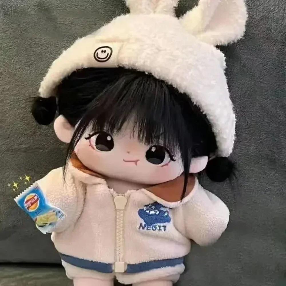 20cm Short Hair Cotton Doll Plush Hat Jacket Clothes Dress Up Soft Stuffed Baby Dolls Collection Kid Birthday Halloween Gift