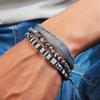 3pcs/set Men's Braided Bracelet Set, Natural Stone Couple's Bracelet, Bohemian Ethnic Cotton and Linen Hand-woven Bracelet