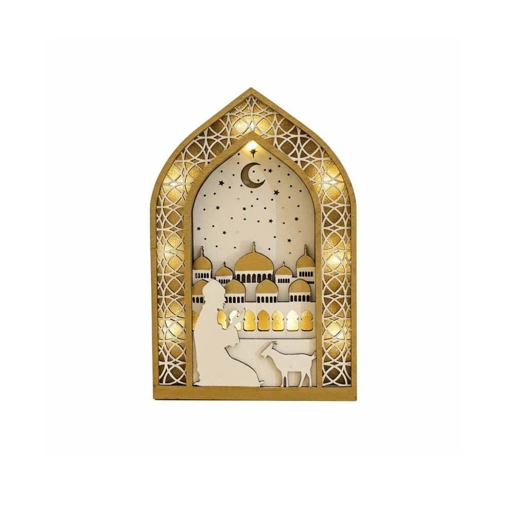 

Creative Night Light Ornament Moon Eid Wooden Decoration Eid Desktop Ornament Afternoon Tea Style 4