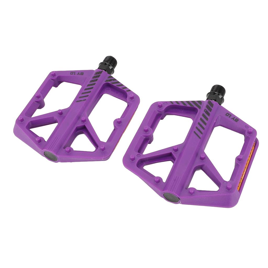 Bike Pedal Boron Steel Axle Nylon Fiber Non Slip Toothed Nail Design Road Bike Flat Pedal Purple