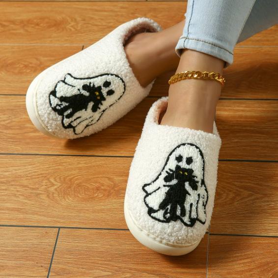 Fashion House Fuzzy Slipper Men Male Ghost Face Blue Evil Eye Home Shoes Plush Winter Warm Indoor Floor Non Slip Women Female Halloween