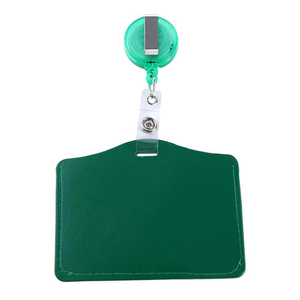 Card Holder Clip PU Leather Name Card Holder Retractable Badge Reels Nurse Doctor ID Badge Holder