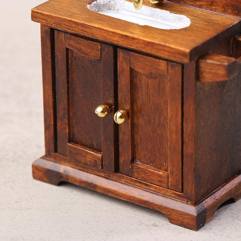 1/12 Dollhouse Simulation Washing Basin Cabinet Dollhouse Bathroom Sink Furniture Decoration Toy Micro Scene Construction Prop