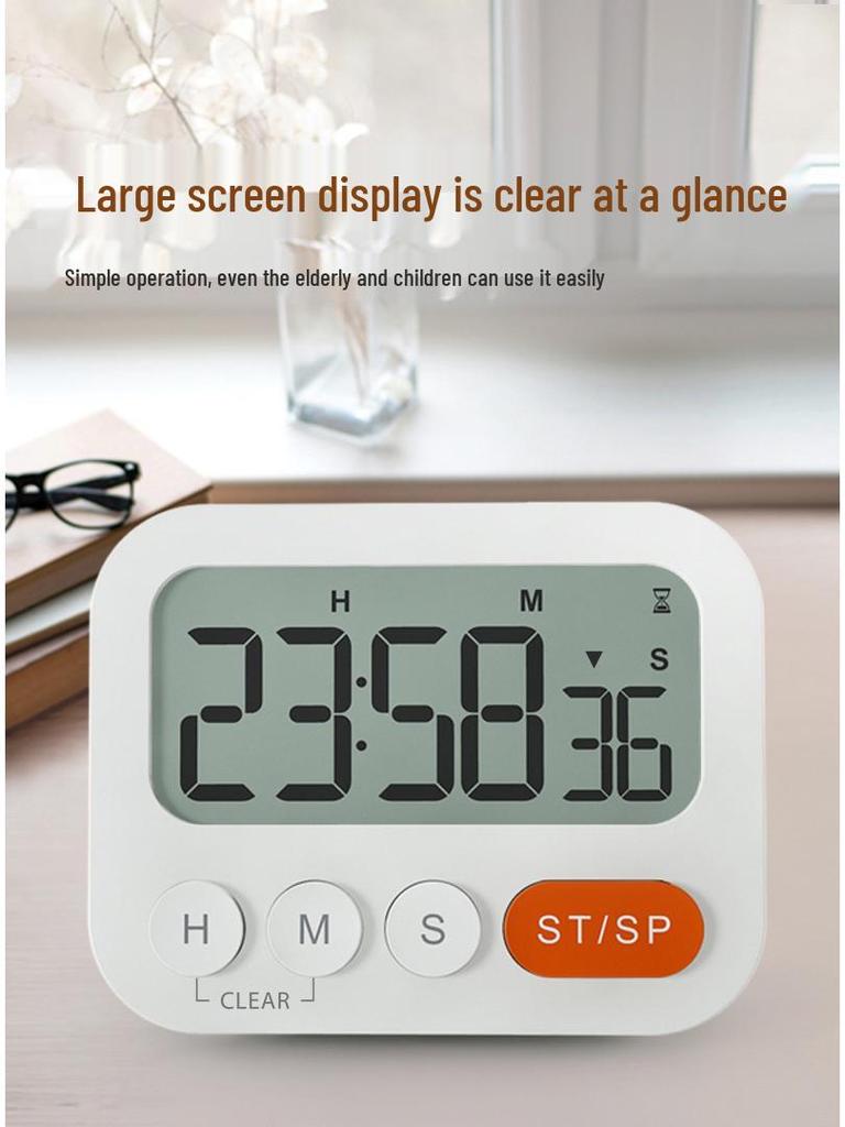 Large Screen Electronic Kitchen Timer and Alarm Clock for Students and Yoga