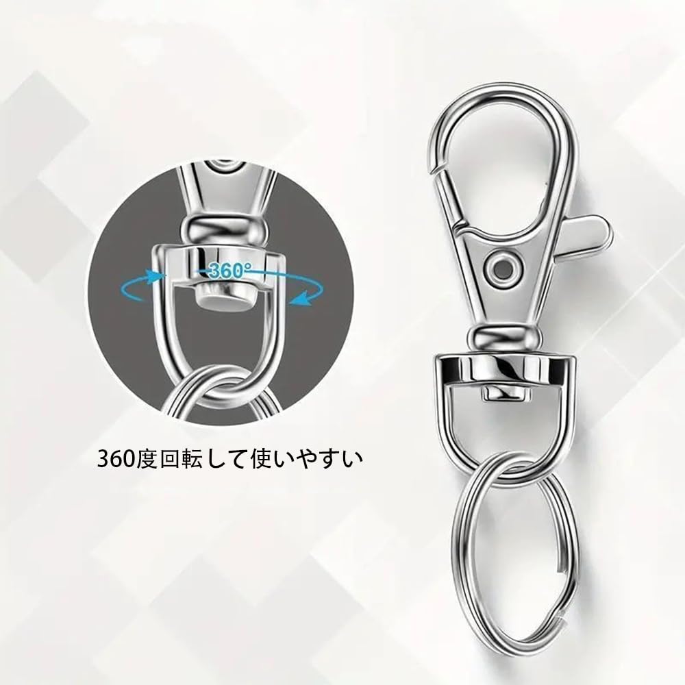 ZBYMOTW Keychain Double Ring Swivel Flat Handmade Accessory Craft Silver Parts, Hardware, 6-Piece Set, Keychain, Hook, One-Touch Detachable, Keyring,
