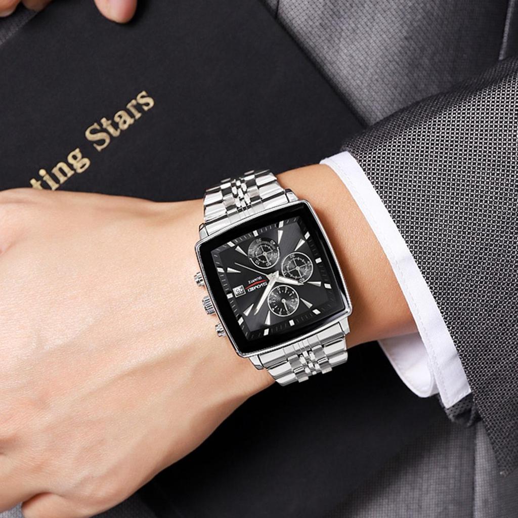 SKMEI Stainless Steel Strip Quartz Watch Men Business Wristwatch Fashion Waterproof Stopwatch Male Wristwatches
