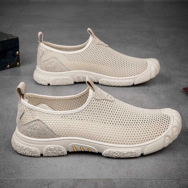 

Men s shoes 2025 summer new men s outer wear breathable mesh simple wind convenient one pedal lazy casual trendy shoes 38
