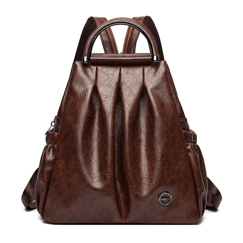 Zaino Stile Pelle Vintage con Manico Superiore e Spallacci Imbottiti