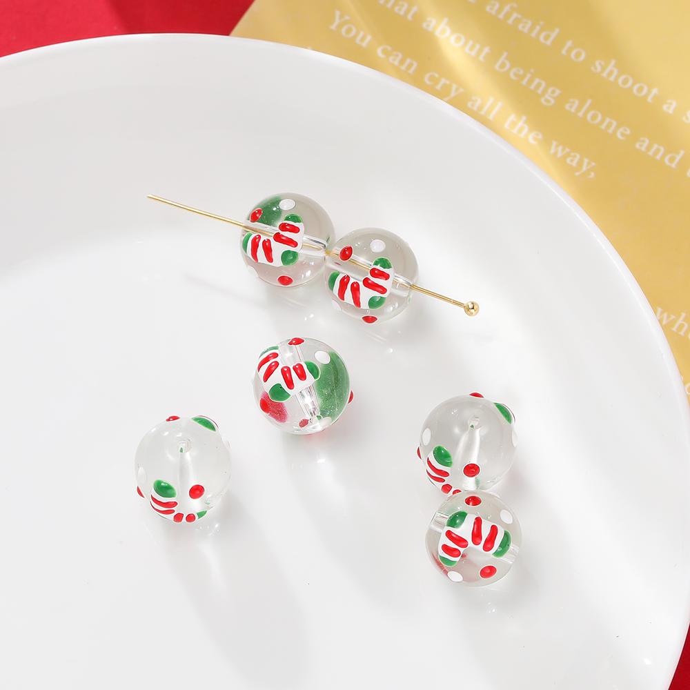 5pcs/lot Christmas Elements Glass Beads Loose Spacer Beads For Jewelry Making DIY Bracelet Necklace Accessories