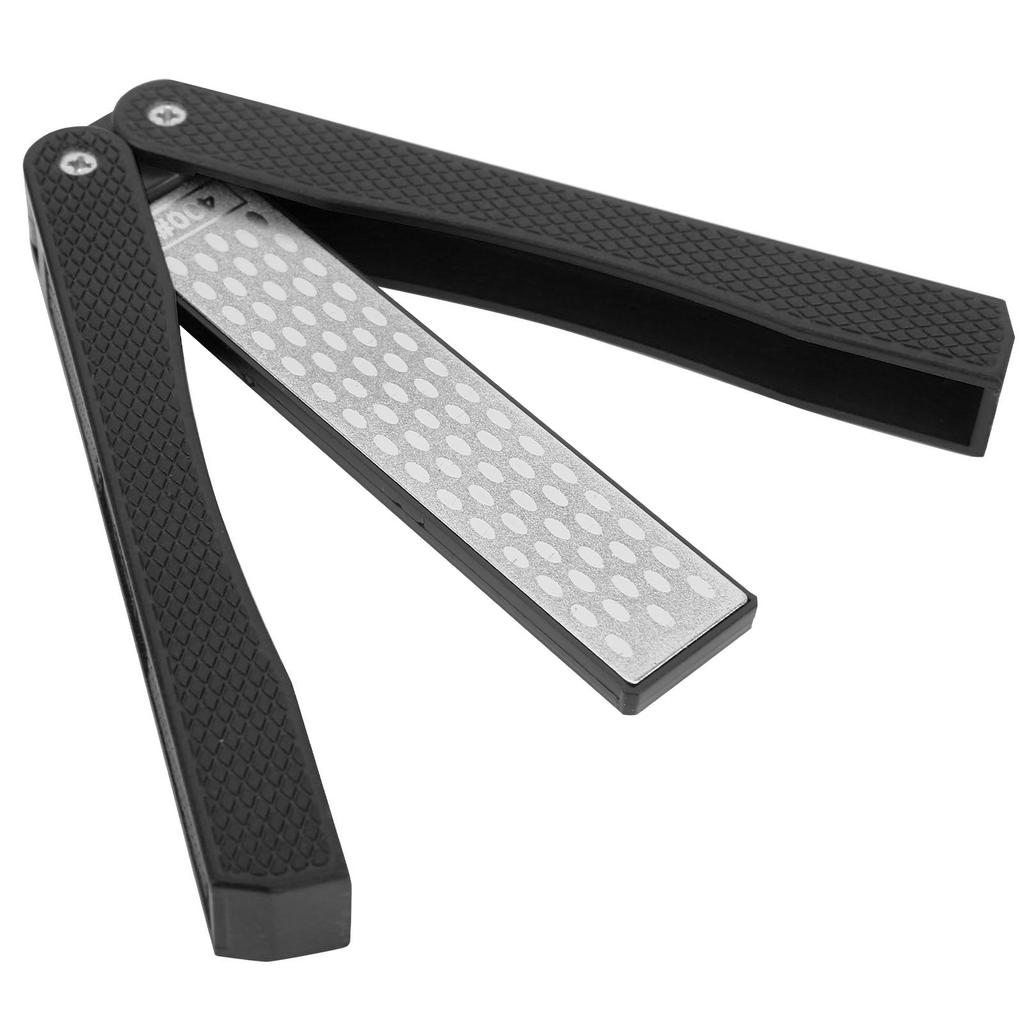 Folding Sharpener FanShaped DoubleSide Knife Blade Kitchen Sharpener Grinder Tool(Black )