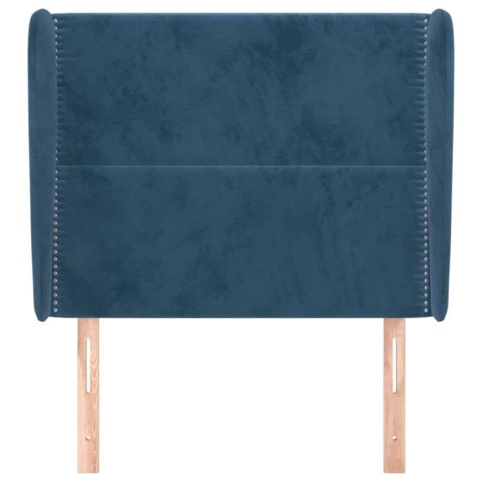 VidaXL Tête de lit avec oreilles Bleu foncé 103x23x118-128 cm Velours3117862