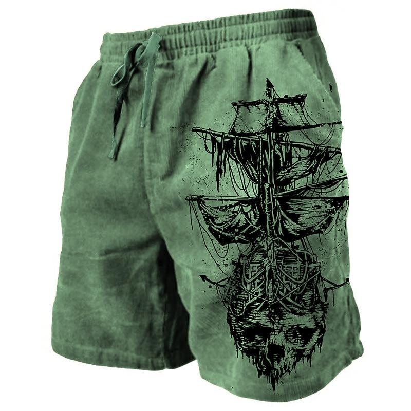 Herren Grafische Prints Segelboot Sweatshorts Strandshorts Frottee-Shorts Mittlere Taille Lässig Athleisure Täglich Urlaub Streetwear S