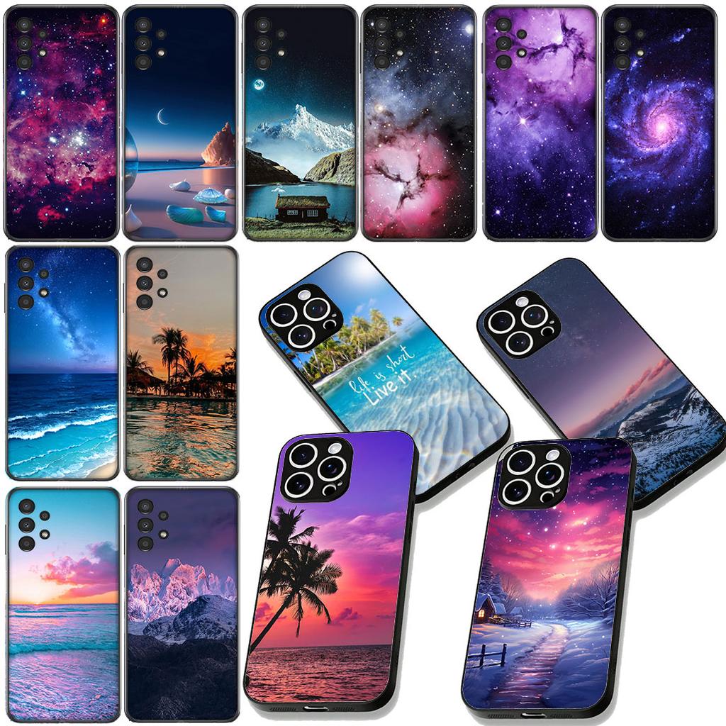 Universe Galaxy Mountain Sea Beach Travel Phone Case for Samsung Galaxy Note 20 9 10 S8 S10 Lite S9 Plus A54 A53 A21S S10E A17