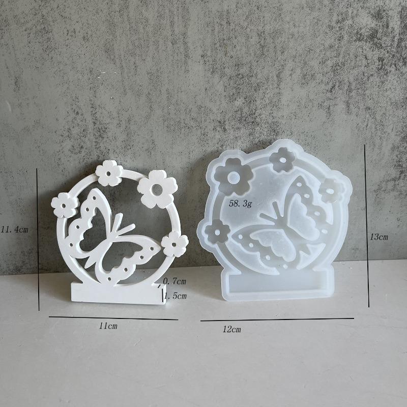 2026 New Spring Flower & Butterfly Candle Holder Mold with Cutout Wreath for Tea Light DIY Craft Jewelry Gypsum Decoration Mould