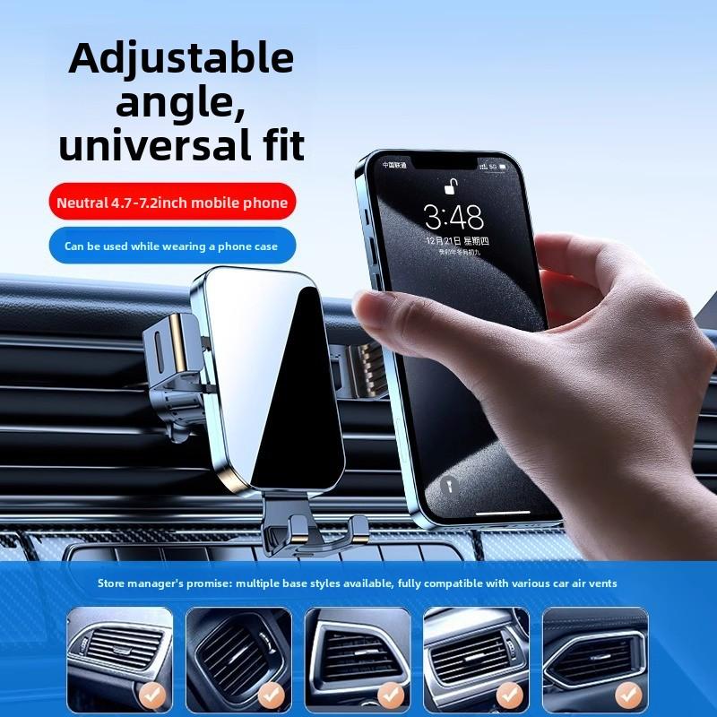 Spiral hook car phone holder for air vent, metal anti-shake car mount, car navigation support bracket