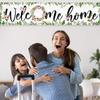 Sumind Welcome Home Banner Large Welcome Home Sign Decorations with Rope Hanging Seasonal Spring Flower Garland Grass Backdrop for Housewarming Party