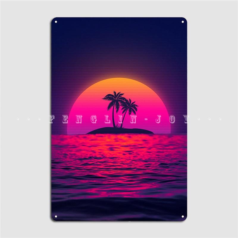 

Металлический знак с изображением пляжа и заката, дизайн гостиной, кинотеатра, гостиной, настенный декор, жестяная вывеска, плакаты 20x30cm