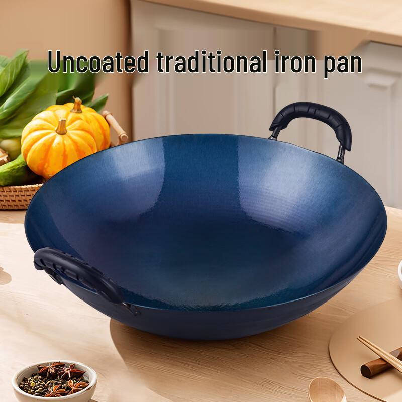 Hand-Forged Double-Handle Iron Wok