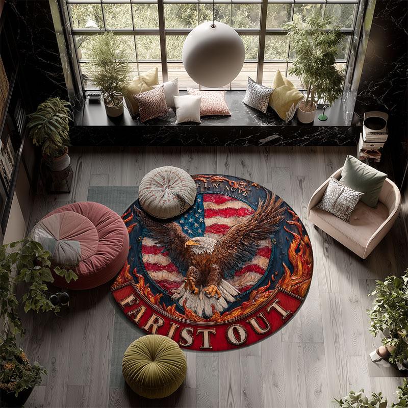 National Flag & Eagle pattern round rug,Carpet Rug for Living Room Bedroom Playroom ,Non-slip Floor Mat,Holiday Gifts and Birthday Gifts.