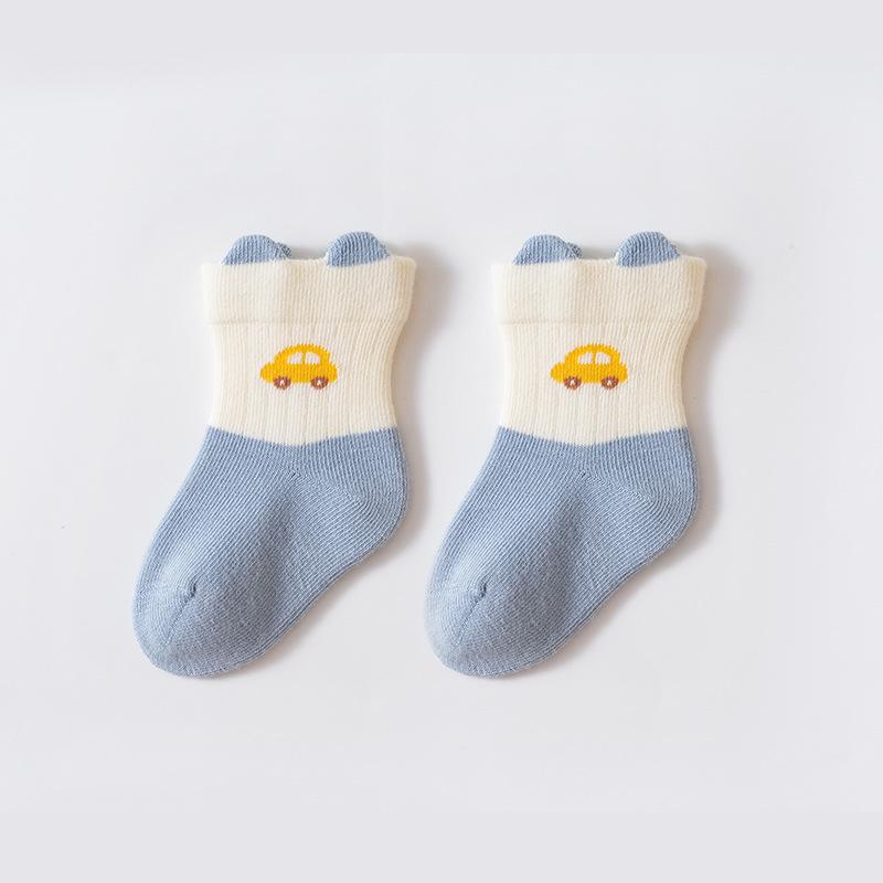 Xiyu Jia Herbst/Winter Babysocken - Klasse A gekämmte Baumwolle, Colorblock, 3D Cartoon-Design für Jungen & Mädchen