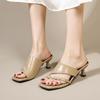 Square Toe Toe Stiletto Slippers Summer New Open Toe Temperament High Heels
