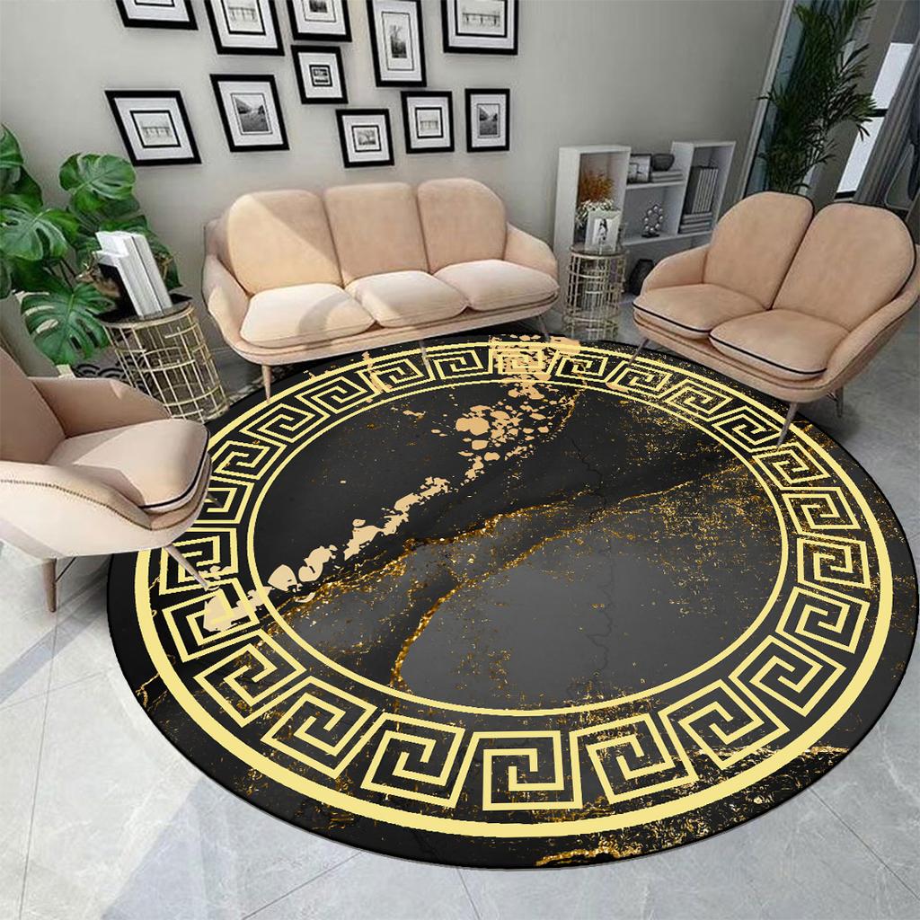 Modern Light Luxury Round Living Room Carpet Decoration Home Washable Carpet for Rooms Large Area Lounge Non-slip Floor Mat