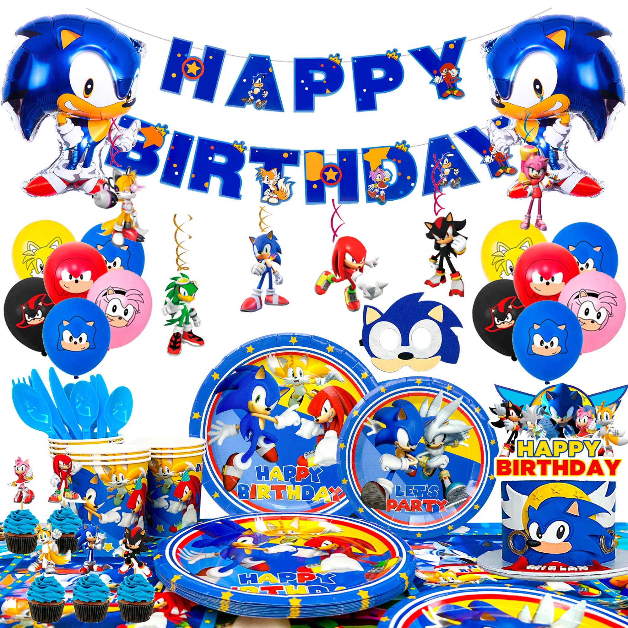 118pcs Cartoon Birthday Party Supplies, Cartoon Birthday Decorations&Cartoon Themed Party Tableware-Cartoon Birthday Plates Cup Napkin Tablecloth etc красный/синий