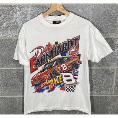 Vintage années 1990 Dale Earnhardt Jr. Né Pour Courir NASCAR T-shirt de Course Noir T-shirt Noir Décontracté à Col Rond en Coton pour Homme