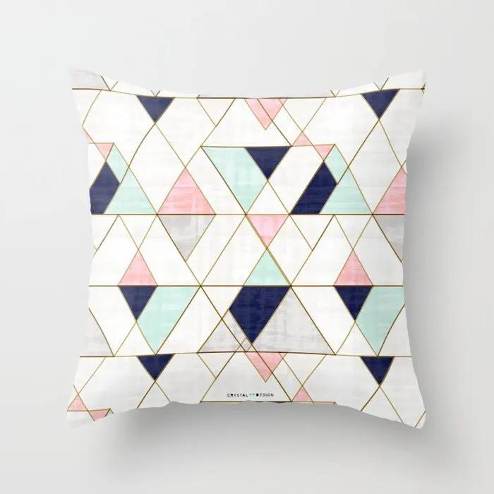 45*45cm Home Decoration Abstract Geometric Sunset Rainbow Pink Pillowcase Bed Living Room Sofa Office Seat Cushion Cover