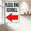 PLEASE RING DOORBELL Metal Tin Sign with Red Arrow, Vintage Style Warning Sign for Home Cafe Store Door Decor, Simple Clear Desi