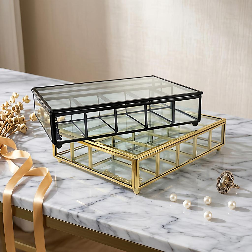 Metal Tray Storage Box for Gold Ornaments: Lipstick, Rings, Earrings, Necklaces, Eyebrow Pencils - Perfect Girlfriend Gift