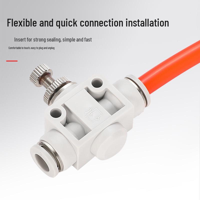 Pneumatic Air Hose Connector: Quick Push-In Throttle Valve (4-12mm) Flow Regulator