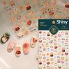 Cartoon Cute Bear Pudding Pretzel Bread Croissant Cookies Shiny 3D Self Adhesive Nail Art Stickers Bakery Lovely Manicure Decals