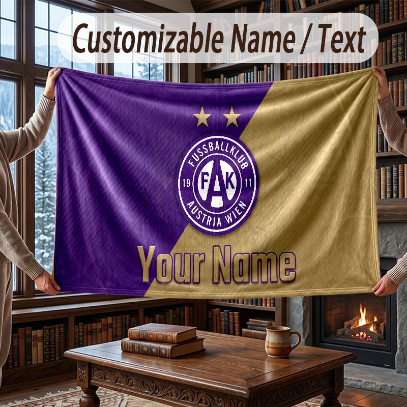 Custom Name Flannel Throw Blanket Austria Wien FC Pattern Warm Home Decoration