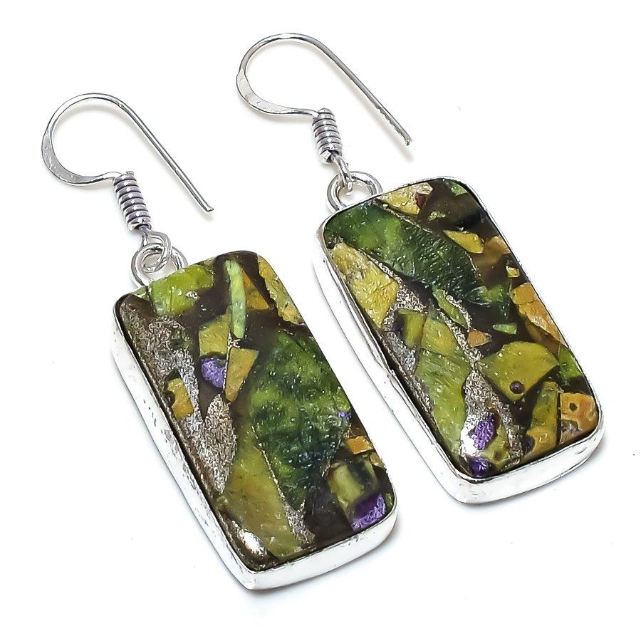 

Natural Stichtite Stone Gemstone 925 Sterling Silver Gift Earring 1.89 M7n37