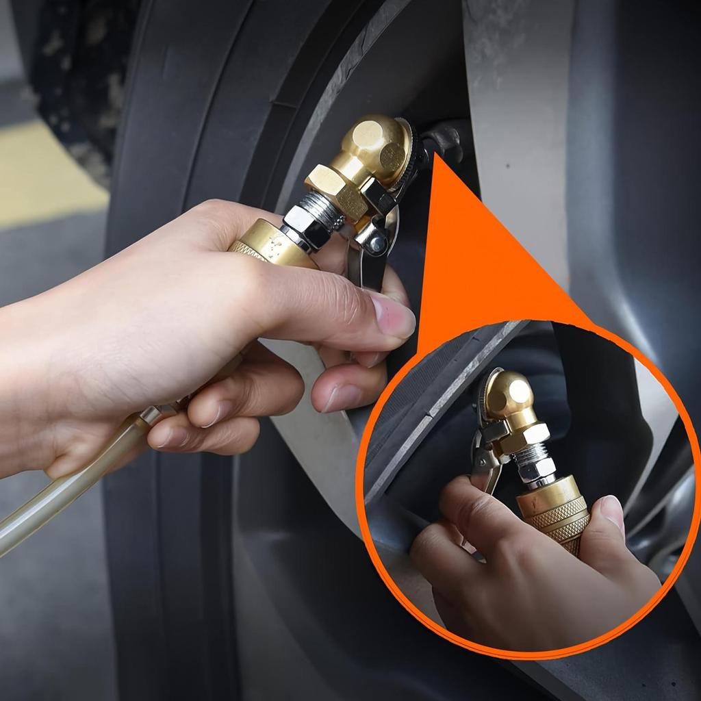 Tire Air Chuck Leak-Proof Attachments With Quick Plug Closed Ball Tire Chuck With Clip For Motorcycle RV Truck Bike Scooter Auto