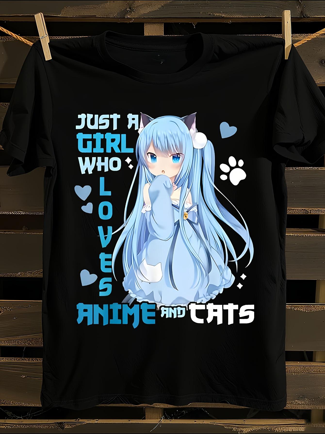 WoAnime Tshirt Anime Cat Lover Tshirt S