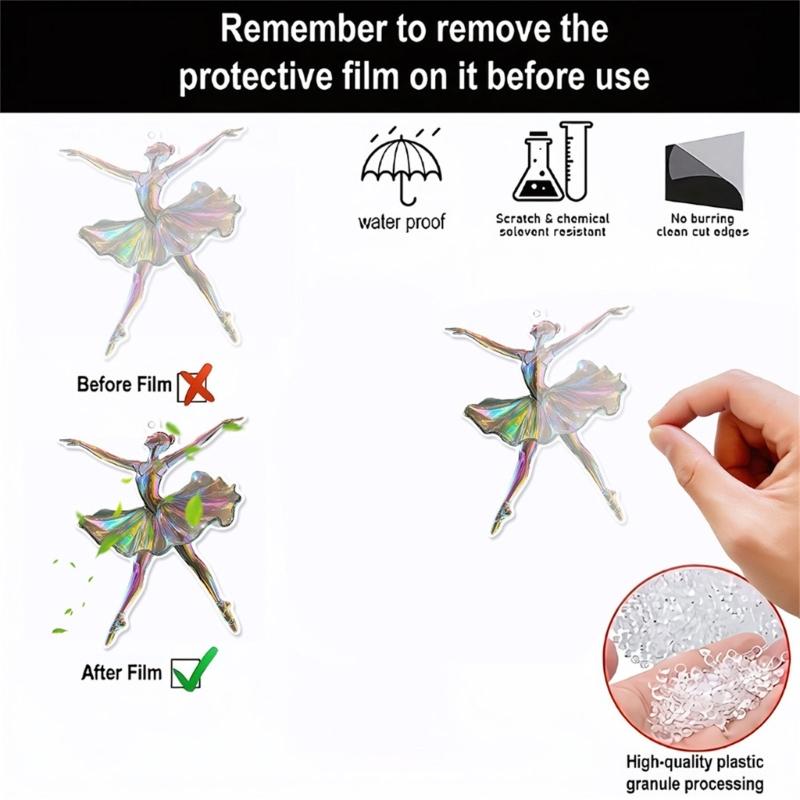 Set de 5 Brelocuri Elegante pentru Mașină în Formă de Balerină, Pandantiv Acrilic 2D pentru Agățat pe Perete, pentru Iubitor de Dans, Ornament de Crăciun