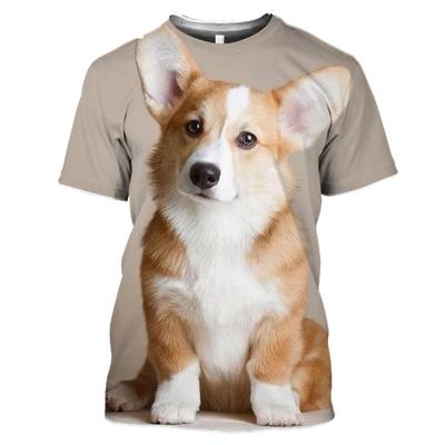 Haustier süße walisische Corgi 3D Druck Pembroke Hund Baby Welpe T-Shirt Sommer Frauen Männer T-Shirt Hip Hop Pullover Kurzarm
