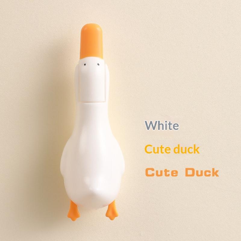 2-In-1 Cute Duck Shaped Double-Head Design Cleaning Clip Dust Stain Removal Shovel With Drainage Hole Bathroom Cleaner Tool