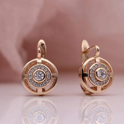 Exquisite Round Glass Charming Women Clip Earrings Anniversary Gift Wedding Jewelry