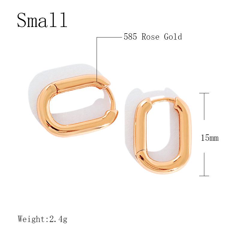 Fashion Personality Ear Buckle Earrings Simple Geometric Oval Rings Women's Ear Buckle Earrings Gold Plated Retro Earrings