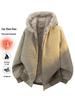 Unisex American Style Mountain Eagle Fur Collar Hooded Winter Coat - Thick Velvet Lined for Warmth and Cold Protection